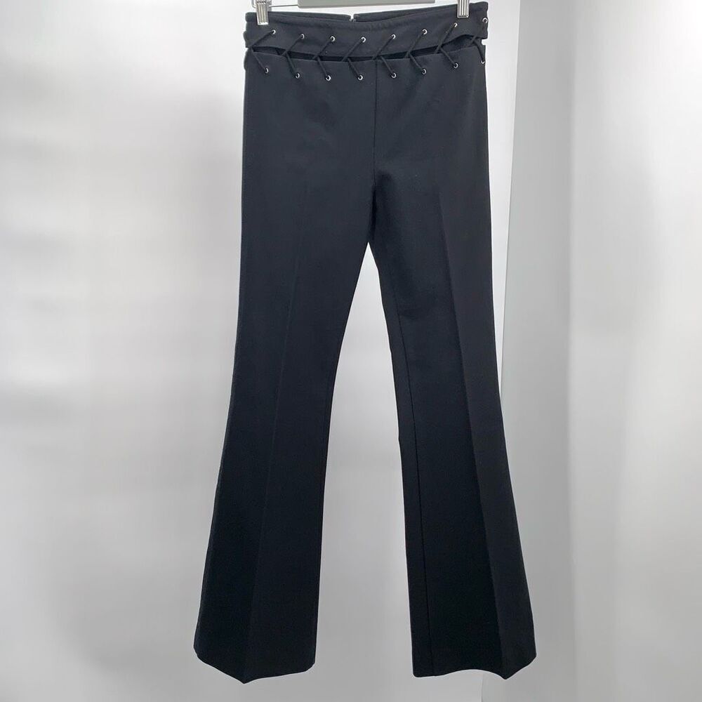 DEREK LAM 10 Crosby black bootcut pants lace up waist sz 4 or s cotton stretchy